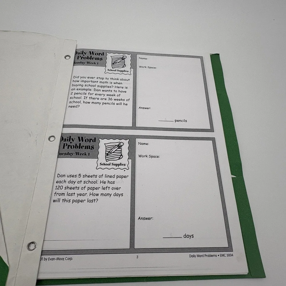 Vintage Mountain Math Language Daily Word‎ Problems Lot 3 3rd Grade Evan-Moor